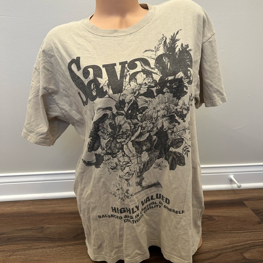 Savage Fashion Nova Graphic Beige T-Shirt